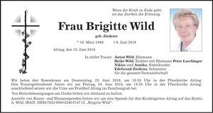 Traueranzeige Brigitte Wild