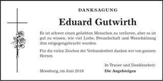 Traueranzeige Eduard Gutwirth