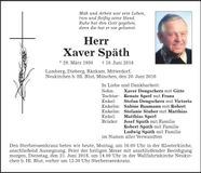 Traueranzeige Xaver Späth