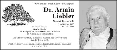 Traueranzeige Armin Liebler