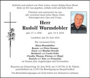 Traueranzeige Rudolf Wurmdobler