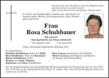 Traueranzeige Rosa Schuhbauer