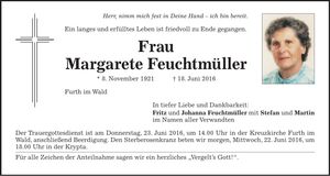 Traueranzeige Margarete Feuchtmüller