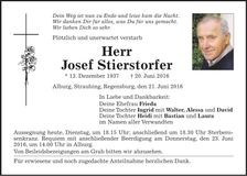 Traueranzeige Josef Stierstorfer