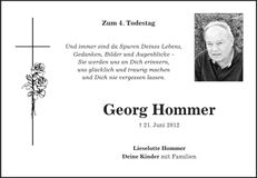 Traueranzeige Georg Hommer