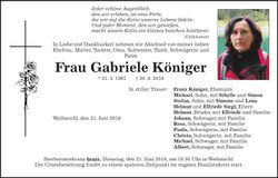 Traueranzeige Gabriele Königer