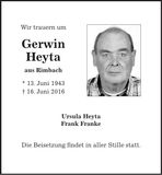 Traueranzeige Gerwin Heyta