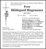 Traueranzeige Hildegard Hagenauer