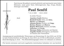 Traueranzeige Paul Senftl