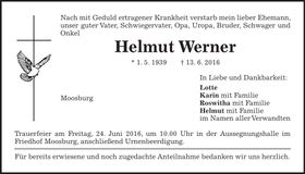 Traueranzeige Helmut Werner