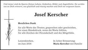 Traueranzeige Josef Kerscher