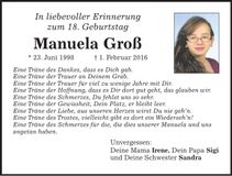 Traueranzeige Manuela Groß