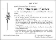 Traueranzeige Theresia Fischer