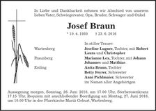 Traueranzeige Josef Braun