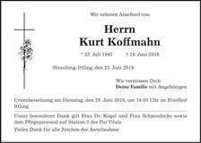 Traueranzeige Kurt Koffmahn
