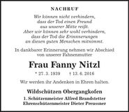 Traueranzeige Fanny Nitzl