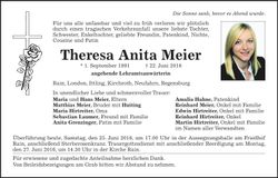 Traueranzeige Theresa Anita Meier