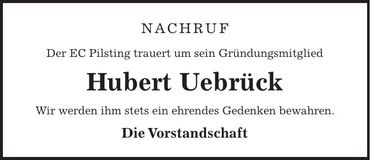 Traueranzeige Hubert Uebrück