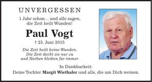 Traueranzeige Paul Vogt