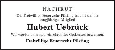 Traueranzeige Hubert Uebrück