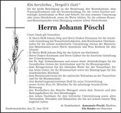 Traueranzeige Pöschl Johann