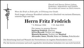 Traueranzeige Fritz Frödrich