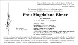 Traueranzeige Magdalena Ehner