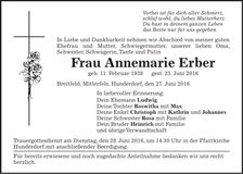 Traueranzeige Annemarie Erber