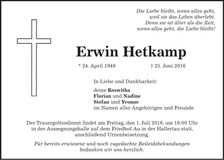 Traueranzeige Erwin Hetkamp