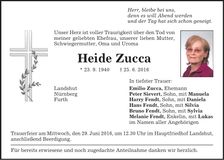Traueranzeige Heide Zucca