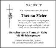 Traueranzeige Theresa Meier