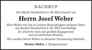 Traueranzeige Josef Weber