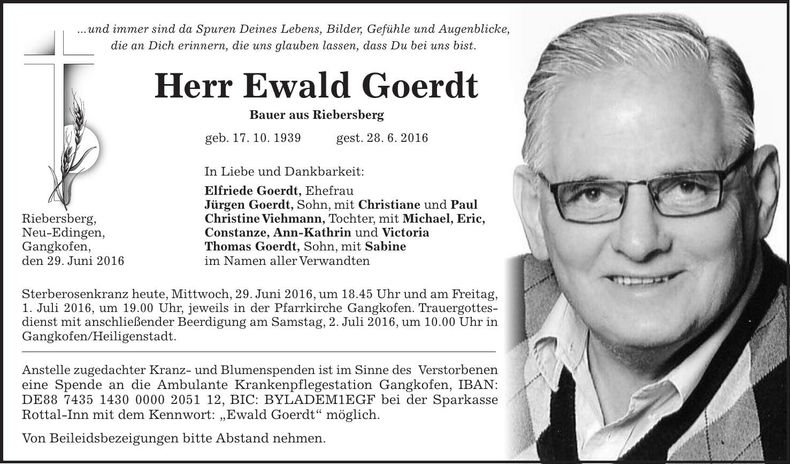 Traueranzeige Ewald Goerdt