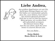 Traueranzeige Andrea Büchse