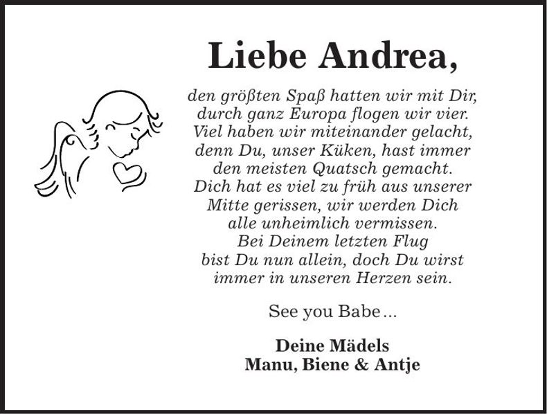 Traueranzeige Andrea Büchse