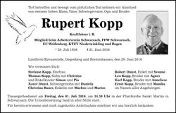 Traueranzeige Rupert Kopp