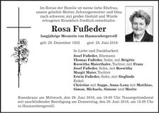 Traueranzeige Rosa Fußeder