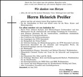 Traueranzeige Heinrich Preißer
