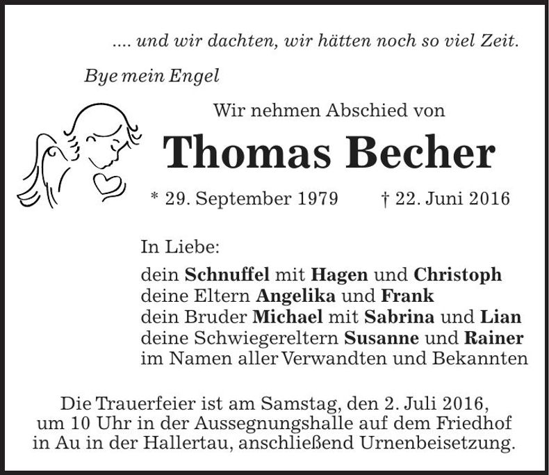 Traueranzeige Thomas Becher