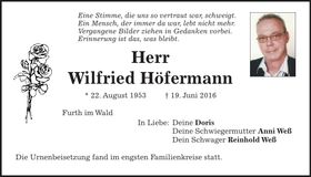 Traueranzeige Wilfried Höfermann