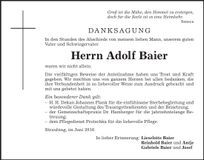 Traueranzeige Adolf Baier