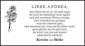 Traueranzeige Andrea Büchse