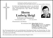 Traueranzeige Ludwig Heigl