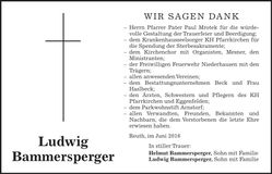 Traueranzeige Ludwig Bammersperger