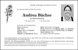 Traueranzeige Andrea Büchse
