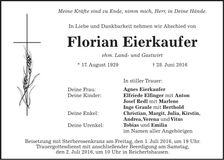 Traueranzeige Florian Eierkaufer