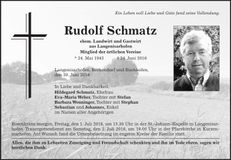 Traueranzeige Rudolf Schmatz
