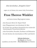 Traueranzeige Therese Winkler