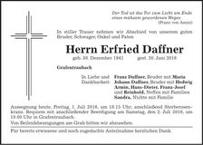 Traueranzeige Erfried Daffner