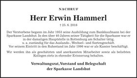 Traueranzeige Erwin Hammerl